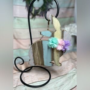NEW! Pastel Sitting Easter Bunny Wood Wall Decoration Holiday Spring Dec…